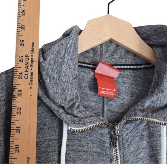 Nike Womens Gray Zip Hoodie Size L Full Zip Fleece Sweatshirt White Swoosh Logo - Picture 3 of 7